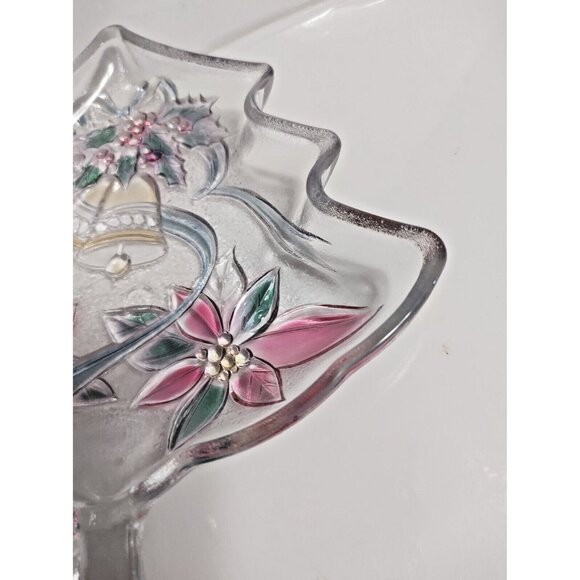 Vintage Mikasa Candy Dish Tree Shaped Poinsettia And Bells 7 1/2" x 6 3/4" - Picture 8 of 9